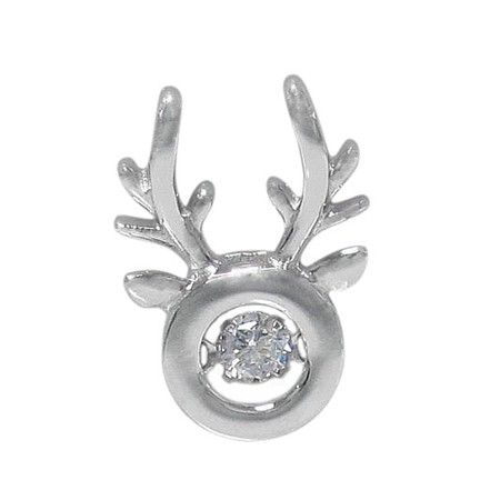 Dancing Pulsing CZ Necklace - Shiny Deer Head with Antlers - Click Image to Close
